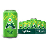 OLIPOP 6g Fiber Prebiotic Soda, Citrus Rush, 12 fl oz, 12 Pack