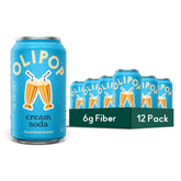 OLIPOP 6g Fiber Prebiotic Soda, Cream Soda, 12 fl oz, 12 Pack