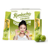 TEAZEN Korean Plum Kombucha Tea, Electrolyte & Hydration Drink Mix, Sugar Free, Live Probiotics & Prebiotics, On-the-Go 30 Packets, 5.29oz