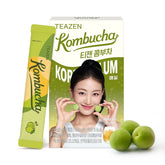 TEAZEN Kombucha Powder, Korean Plum Flavor, Zero Sugar, Sparkling Fermented Powdered Mix Beverage from Korea, Live Probiotics & Prebiotics, On-the-Go 10 Packets, 1.76oz