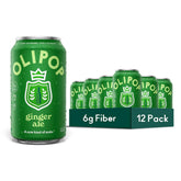 OLIPOP 6g Fiber Prebiotic Soda, Ginger Ale, 12 fl oz, 12 Pack