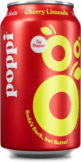 Poppi Sparkling Prebiotic Soda Beverage with Apple Cider Vinegar, Seltzer Water and Fruit Juice, Cherry Limeade Flavor, 12 Fl Oz, 1 Count, Packaging May Vary (Pack of 6)