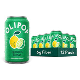 OLIPOP 6g Fiber Prebiotic Soda, Lemon Lime, 12 fl oz, 12 Pack