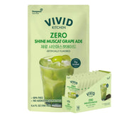VIVID KITCHEN Korean Grape Ade – Shine Muscat Flavor – Zero Sugar, Zero Calories – 6.4 fl oz (10 Pouches) – No Preservatives or Corn Syrup – Natural Korean Drink for Hydration & Refreshment