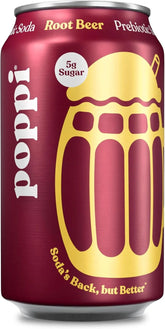 Poppi Sparkling Prebiotic Soda Beverage with Apple Cider Vinegar, Seltzer Water and Fruit Juice, Root Beer Flavor, 12 Fl Oz, 1 Count, Packaging May Vary (Pack of 6)