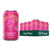 OLIPOP 6g Fiber Prebiotic Soda, Raspberry Sherbet, 12 fl oz, 12 Pack