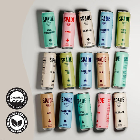 Spade Soda Dr. Spade 12 Pack, Premium All-Natural, No Sugar, No Calories, Electrolytes, Magnesium, Potassium, Healthy Non GMO, Sweet Stevia, No Artificial Sweeteners, Great Taste, Bold Taste