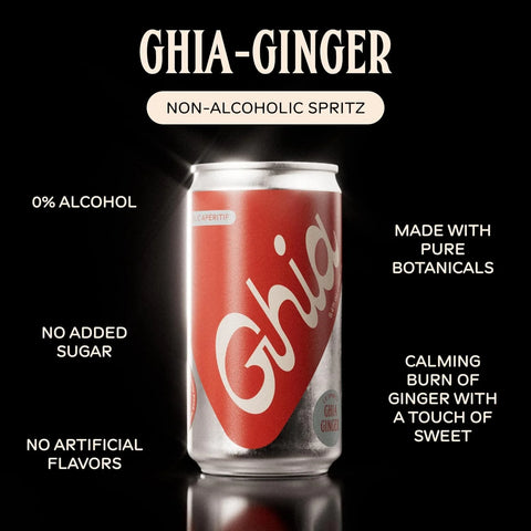Ghia Non-Alcoholic Ginger Le Spritz, 8.4 Fl Oz (4-Pack) | Mocktail & Cocktail Mixer, Zero Proof Sparkling Apéritif with Soothing Herbal Extracts