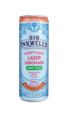 Sir Inkwell's Adaptogen Lemonade | Healthful Energy + Productivity 150 mg Organic Caffeine | 300mg Ashwagandha Reishi Ginseng | Non-GMO Certified | Blood Orange & Mango Flavor