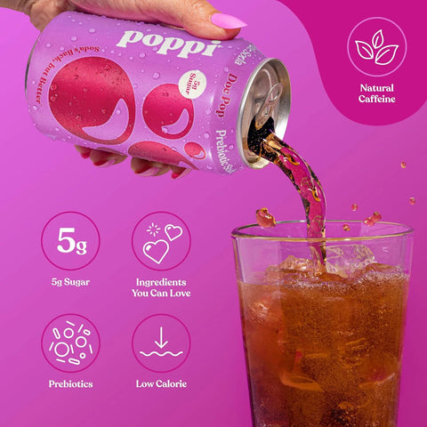 Poppi Prebiotic Soda, Doc Pop, 12 Fl Oz (Pack of 6)