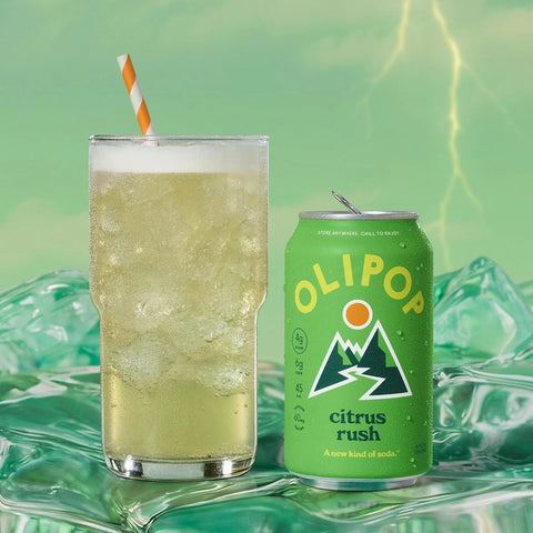 OLIPOP 6g Fiber Prebiotic Soda, Citrus Rush, 12 fl oz, 12 Pack