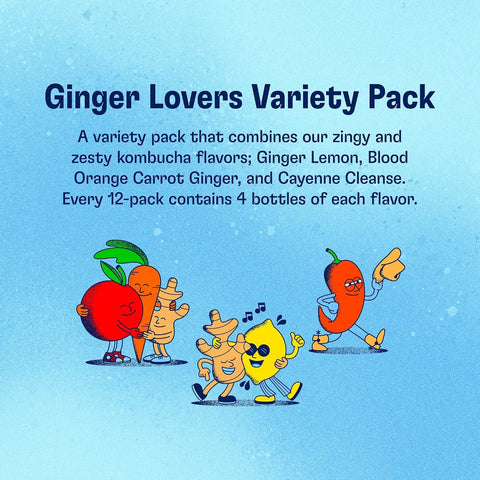 Health-Ade Kombucha Tea Organic Drink, Fermented Tea with Living Probiotics, Detoxifying Acids, Supports Gut Health, Non-GMO, Vegan, Gluten Free, 12 Pack (16 Fl Oz Bottles), Ginger Lovers Variety Pack