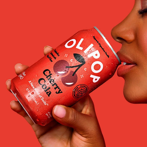 OLIPOP Prebiotic Soda Pop,Cherry Cola,Pantry Pack Packed with Prebiotics,Fiber,and Botanicals,Gluten Free,Vegan,GMO Free,12oz,(Pack of 24)
