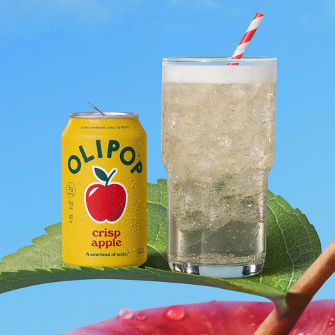 OLIPOP 6g Fiber Prebiotic Soda, Crisp Apple, 12 fl oz, 12 Pack