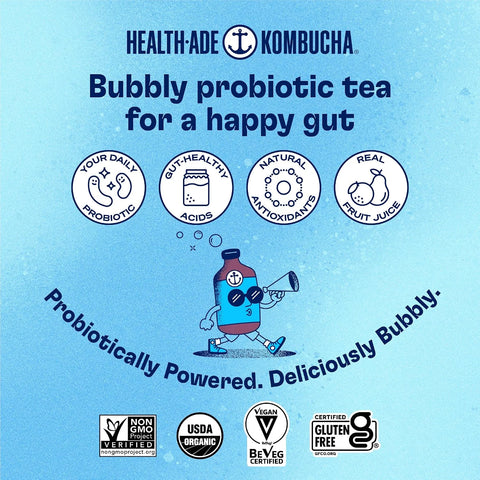 Health-Ade Fan Favorite Variety Pack Kombucha Tea, Organic Drink with Living Probiotics, Detoxifying Acids, Supports Gut Health, Non-GMO, Vegan, Gluten Free, 12 Pack (16 Fl Oz Bottles)