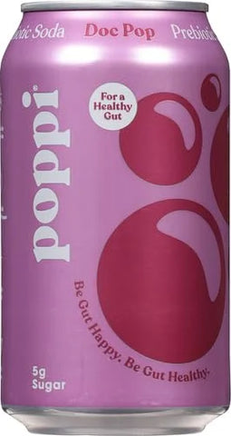 Poppi Prebiotic Soda, Doc Pop, 12 Fl Oz (Pack of 6)