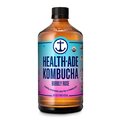 Health-Ade Organic Kombucha Tea, Bubbly Rose, 12-Pack (16 Fl Oz Bottles), Non-GMO, Vegan, Gluten-Free, Fermented Drink with Living Probiotics