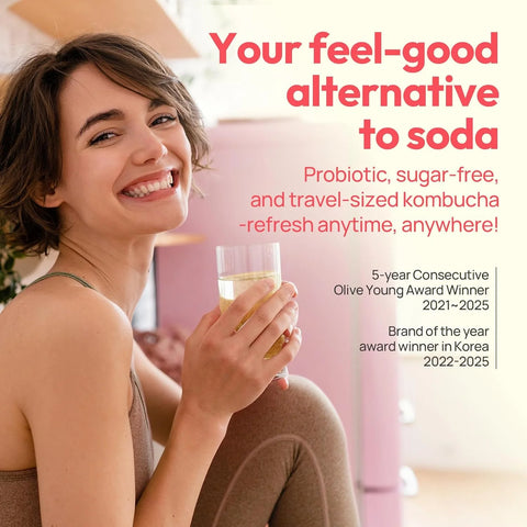 TEAZEN Mango Guava Kombucha Tea, Hydration Drink Mix, Sugar Free, Live Probiotics & Prebiotics, 30 Sticks, 5.29oz