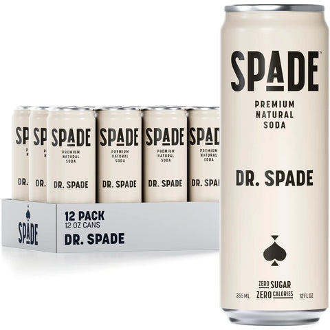 Spade Soda Dr. Spade 12 Pack, Premium All-Natural, No Sugar, No Calories, Electrolytes, Magnesium, Potassium, Healthy Non GMO, Sweet Stevia, No Artificial Sweeteners, Great Taste, Bold Taste