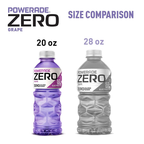 POWERADE Electrolyte Enhanced Zero Sugar Grape Sports Drink, 20 Ounce (Pack of 8)