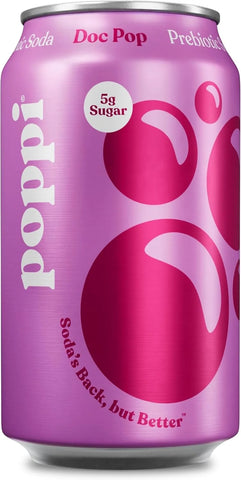 Poppi Prebiotic Soda, Doc Pop, 12 Fl Oz (Pack of 6)
