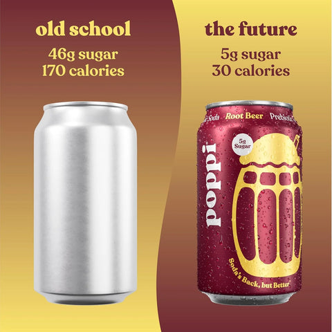 Poppi Sparkling Prebiotic Soda Beverage with Apple Cider Vinegar, Seltzer Water and Fruit Juice, Root Beer Flavor, 12 Fl Oz, 1 Count, Packaging May Vary