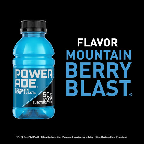 POWERADE Sports Drink, Mountain Berry Blast Electrolyte Drink, 12 Oz (8 Pk)