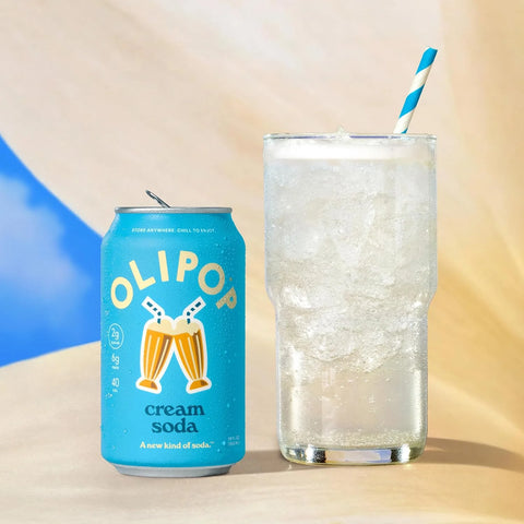 OLIPOP 6g Fiber Prebiotic Soda, Cream Soda, 12 fl oz, 12 Pack