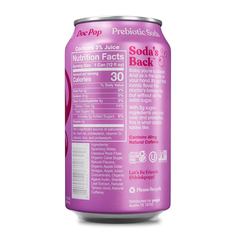 Poppi Prebiotic Soda, Doc Pop, 12 Fl Oz (Pack of 6)