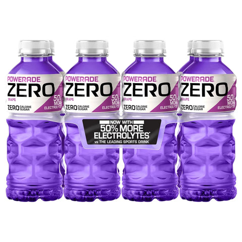 POWERADE Electrolyte Enhanced Zero Sugar Grape Sports Drink, 20 Ounce (Pack of 8)