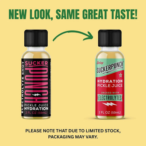 Suckerpunch Electrolyte Pickle Juice Shot, Spicy Dill Pack, 2oz, 30 Pack