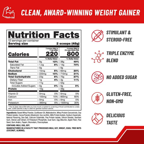 Naturade Weight Gain Nutrition Drink Mix for Healthy Weight Support, Balanced Calories with Protein, Vitamins & Minerals, Chocolate - 20.3 oz