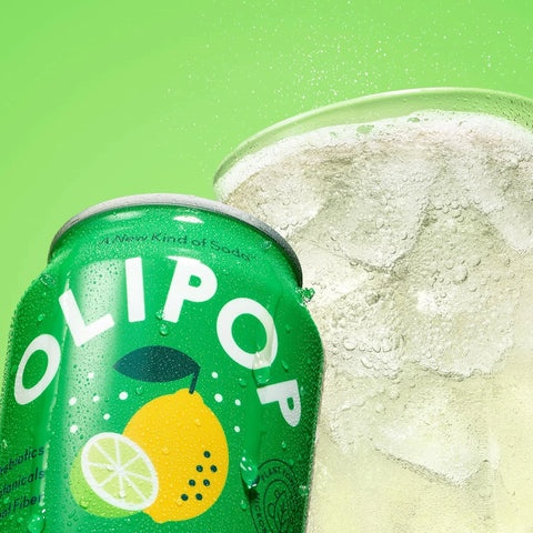 OLIPOP Prebiotic Soda Pop,Lemon Lime,Pantry Pack Packed with Prebiotics,Fiber,and Botanicals,Gluten Free,Vegan,GMO Free,12oz,(Pack of 24)