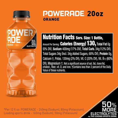 POWERADE Sports Drink Orange, 20 Ounce (Pack of 8)