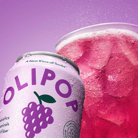 OLIPOP Prebiotic Soda Pop,Classic Grape,Pantry Pack Packed with Prebiotics,Fiber,and Botanicals,Gluten Free,Vegan,GMO Free,12oz,(Pack of 24)