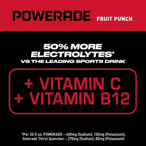 Powerade Fruit Punch, Electrolyte Enhanced Sports Drink, 20 Fl Oz Bottles, 8 Pack