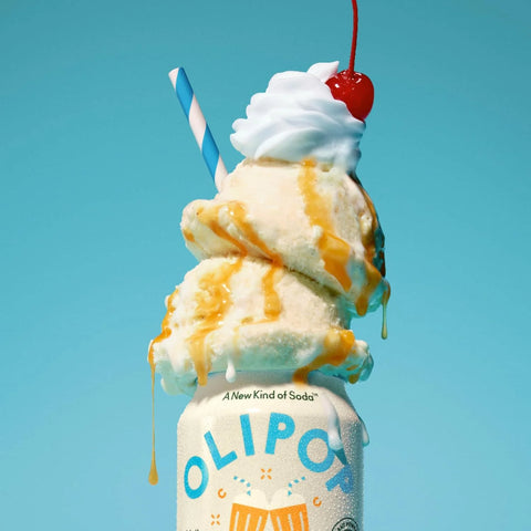 OLIPOP Prebiotic Soda Pop,Cream Soda,Pantry Pack Packed with Prebiotics,Fiber,and Botanicals,Gluten Free,Vegan,GMO Free,12oz,(Pack of 24)