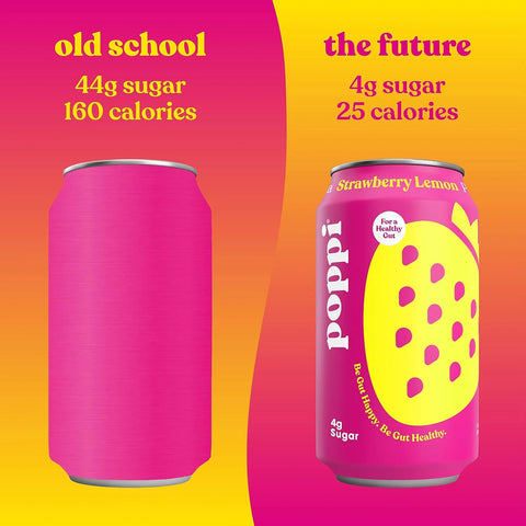 Poppi Strawberry Lemonade Prebiotic Soda, 12 Fl Oz Can (Pack of 3)