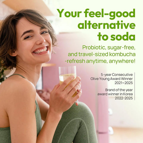 TEAZEN Shine Muscat Kombucha Powder, Electrolyte & Hydration Drink Mix, Sugar Free, Live Probiotics & Prebiotics, On-the-Go 30 Packets, 5.29oz