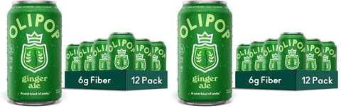 OLIPOP Prebiotic Soda Pop,Ginger Ale,Pantry Pack Packed with Prebiotics,Fiber,and Botanicals,Gluten Free,Vegan,GMO Free,12oz,(Pack of 24)