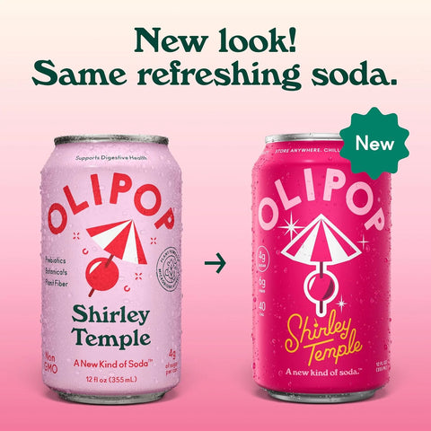 OLIPOP 6g Fiber Prebiotic Soda, Shirley Temple, 12 fl oz, 12 Pack