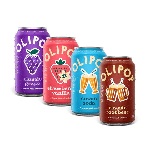 OLIPOP 6g Fiber Prebiotic Soda, Favorites Variety, 12 fl oz, 12 Pack