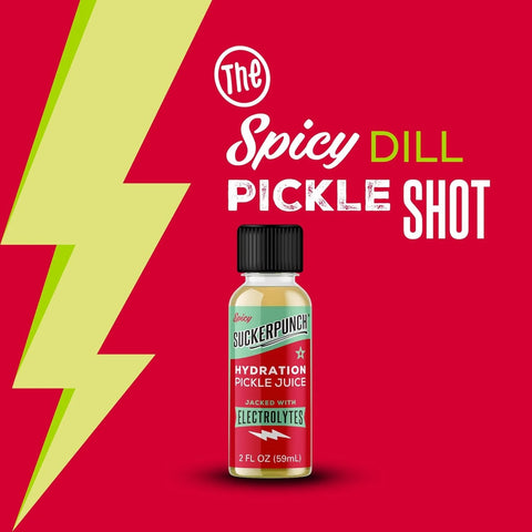 Suckerpunch Electrolyte Pickle Juice Shot, Leg and Muscle Cramp Relief, Sports Drink, Low Calorie, Gluten Free, Post Workout, Hydration, Potassium, Keto Friendly, Non GMO (Spicy Dill (Pack of 1))