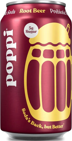 Poppi Sparkling Prebiotic Soda Beverage with Apple Cider Vinegar, Seltzer Water and Fruit Juice, Root Beer Flavor, 12 Fl Oz, 1 Count, Packaging May Vary