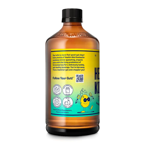 Health-Ade Kombucha Tea Organic Drink, Fermented Tea with Living Probiotics, Detoxifying Acids, Supports Gut Health, Non-GMO, Vegan, Gluten Free, 12 Pack (16 Fl Oz Bottles), Tropical Punch