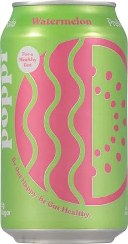Poppi Sparkling Prebiotic Soda Beverage with Apple Cider Vinegar, Seltzer Water and Fruit Juice, Watermelon Flavor, 12 Fl Oz, 1 Count, Packaging May Vary (Pack of 6)