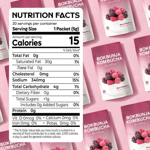 DALAMHARI Kombucha Powder | Black Raspberry Bokbunja 20T | Kombucha Drink Probiotic Soda Urban Kombucha Synergy Scoby Kombucha Starter Kit Adaptogen Drink Health Ade Kombucha Tea Bubbly