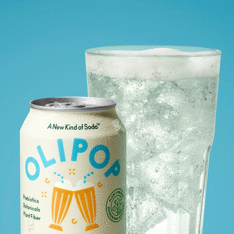 OLIPOP Prebiotic Soda Pop,Cream Soda,Pantry Pack Packed with Prebiotics,Fiber,and Botanicals,Gluten Free,Vegan,GMO Free,12oz,(Pack of 24)