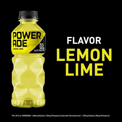 POWERADE Sports Drink, Lemon Lime Electrolyte Drink, 20 Oz (8 Pk)