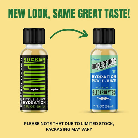 Suckerpunch Electrolyte Pickle Juice Shot, Leg and Muscle Cramp Relief, Sports Drink, Low Calorie, Gluten Free, Post Workout, Hydration, Potassium, Keto Friendly, Non GMO (Classic Dill (Pack of 1))